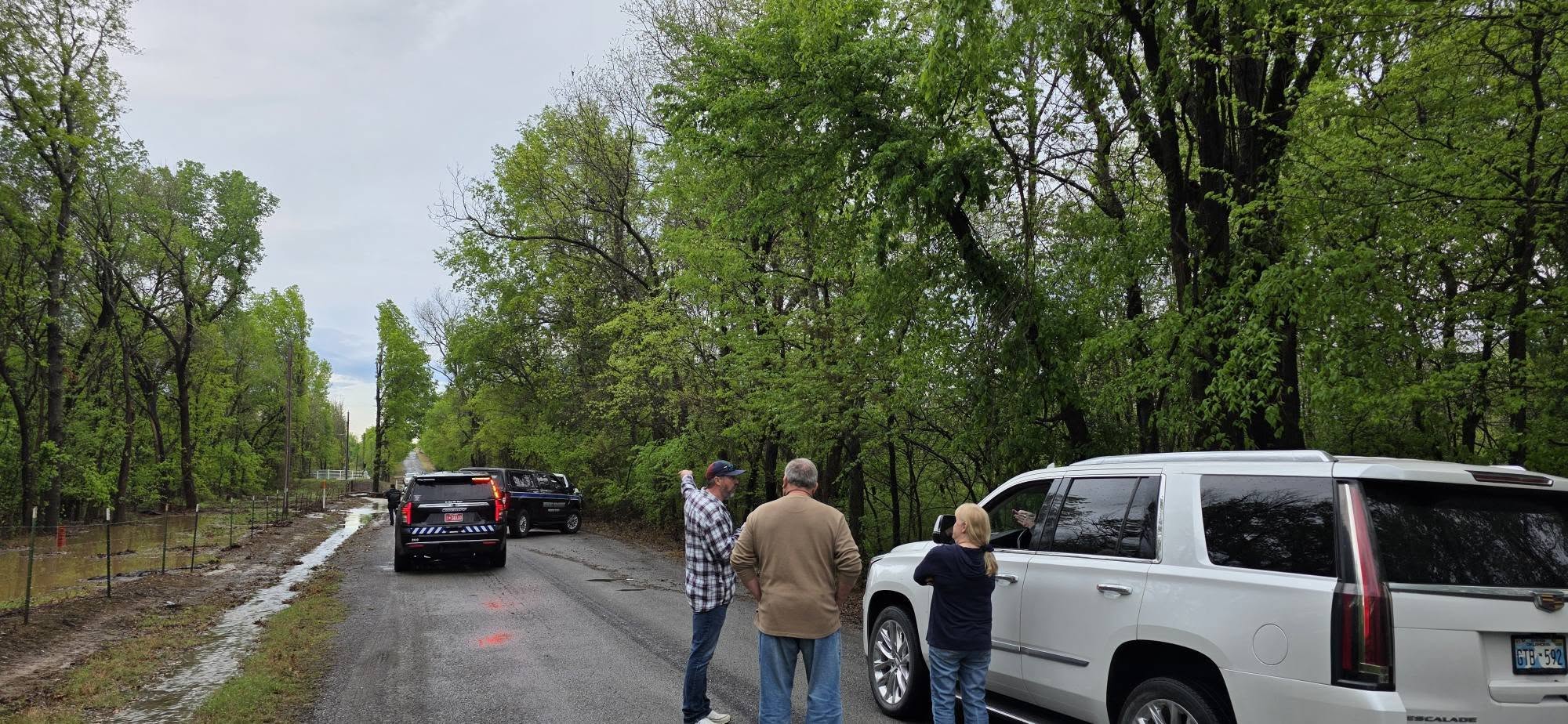 Commissioner Hanning surveying storm damage in District 1